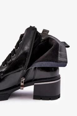 Best Damskie buty S.Barski Damskie Lakierowane Botki D&A MR870-97 Czarne