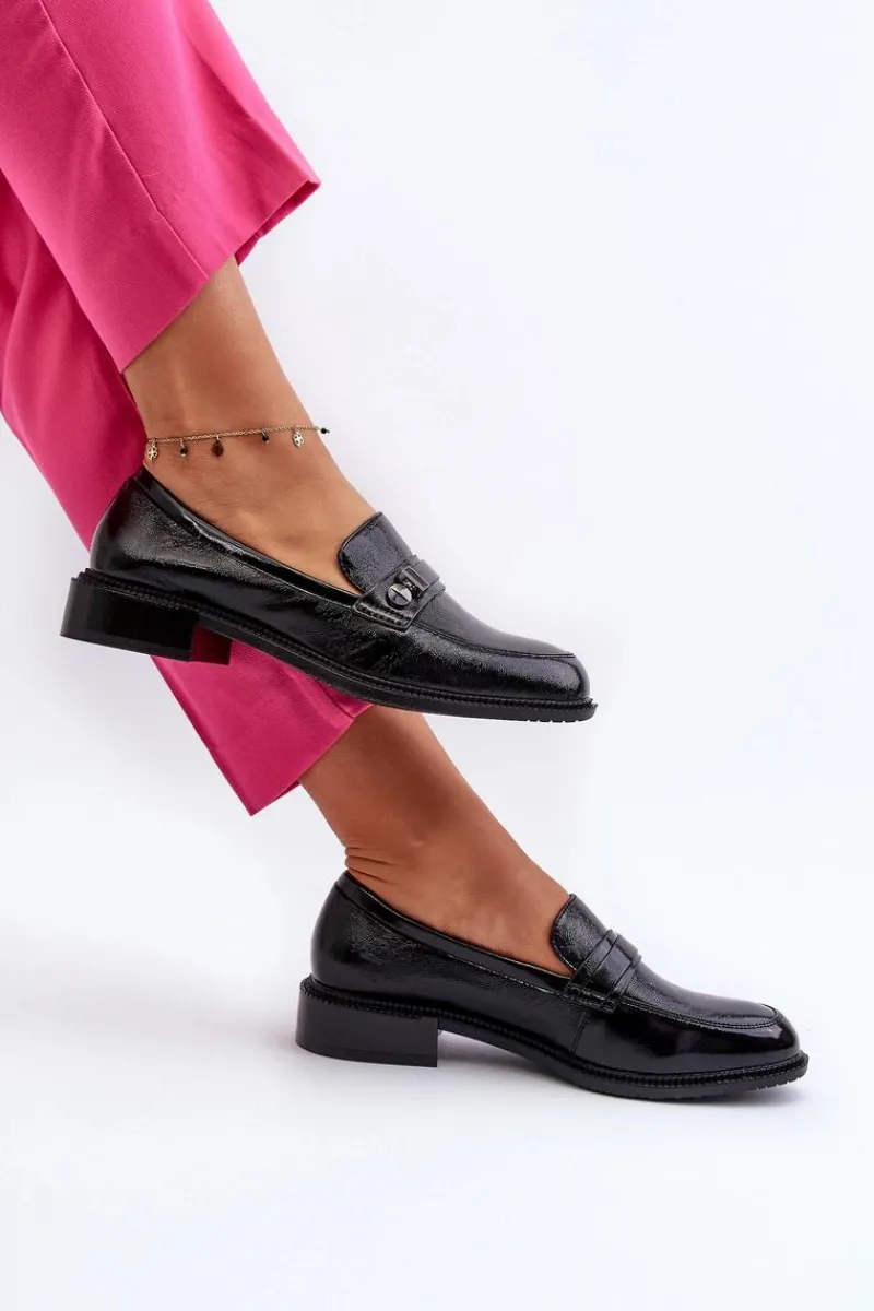 Discount Buty damskie Vinceza Damskie Lakierowane Mokasyny Czarne Nerilaja Czarny