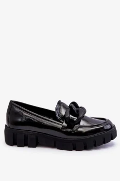 Damskie Lakierowane Mokasyny Na Platformie Czarne Bennett Damskie Mokasyny Damskie Lakierowane|Mokasyny Na Platformie