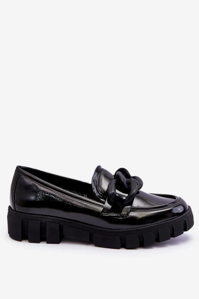 Damskie Lakierowane Mokasyny Na Platformie Czarne Bennett Damskie Mokasyny Damskie Lakierowane|Mokasyny Na Platformie