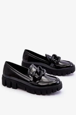 Damskie Lakierowane Mokasyny Na Platformie Czarne Bennett Damskie Mokasyny Damskie Lakierowane|Mokasyny Na Platformie