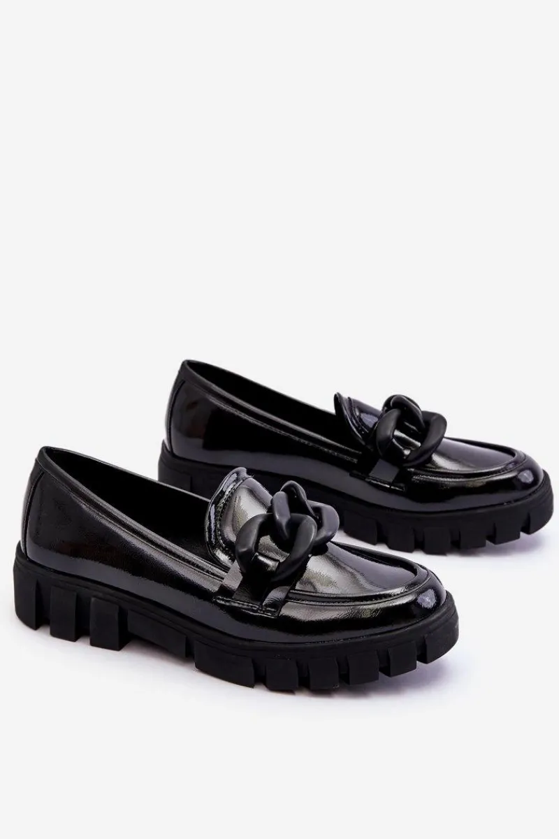 Damskie Lakierowane Mokasyny Na Platformie Czarne Bennett Damskie Mokasyny Damskie Lakierowane|Mokasyny Na Platformie