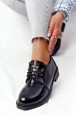 Półbuty Lakierowane>Damskie buty S.Barski Damskie Lakierowane Półbuty Oxfordy S.Barski 309 Czarne