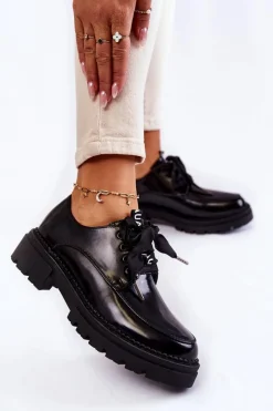 Online Boto Damskie Lakierowane Półbuty La.Fi 210004B-NL Czarne