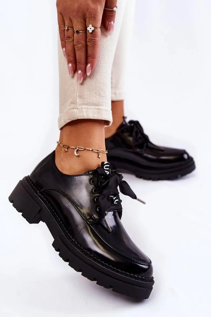 Online Boto Damskie Lakierowane Półbuty La.Fi 210004B-NL Czarne