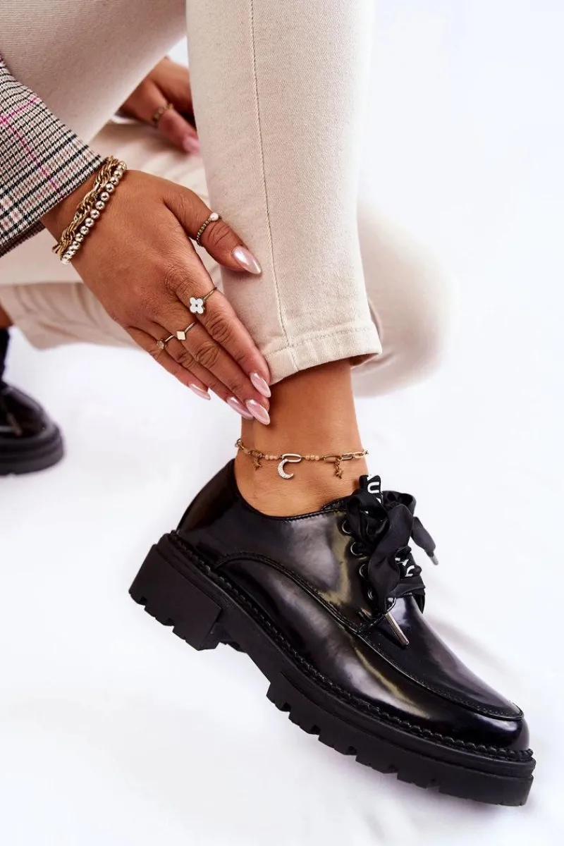 Online Boto Damskie Lakierowane Półbuty La.Fi 210004B-NL Czarne