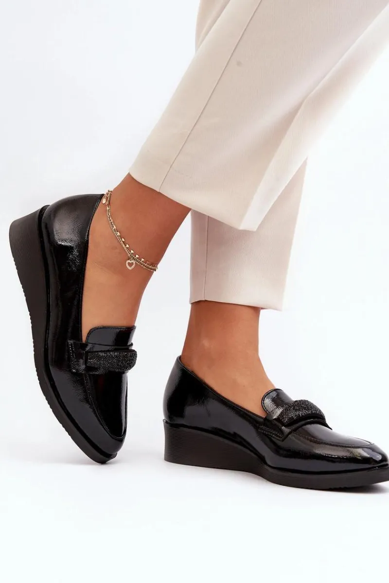 Półbuty Lakierowane|Mokasyny Damskie Lakierowane>Buty damskie Vinceza Damskie Lakierowane Półbuty Loafery Czarne Polike