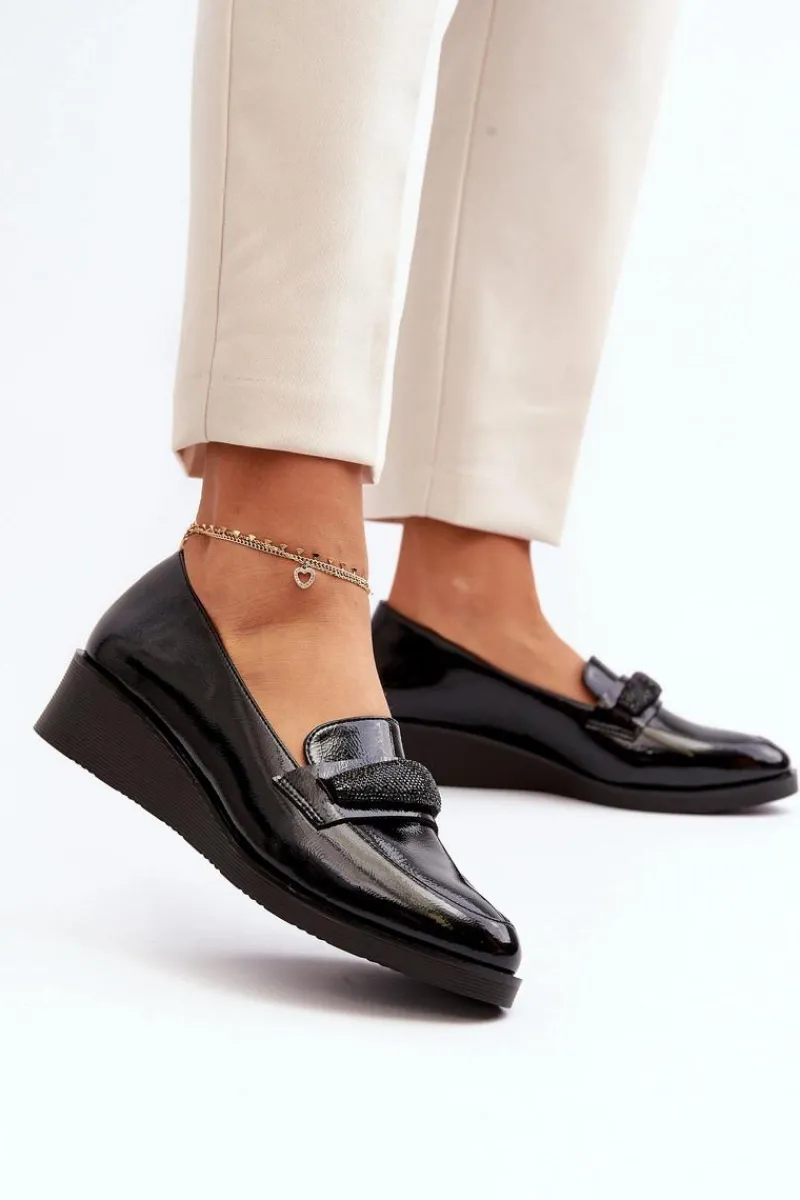 Półbuty Lakierowane|Mokasyny Damskie Lakierowane>Buty damskie Vinceza Damskie Lakierowane Półbuty Loafery Czarne Polike