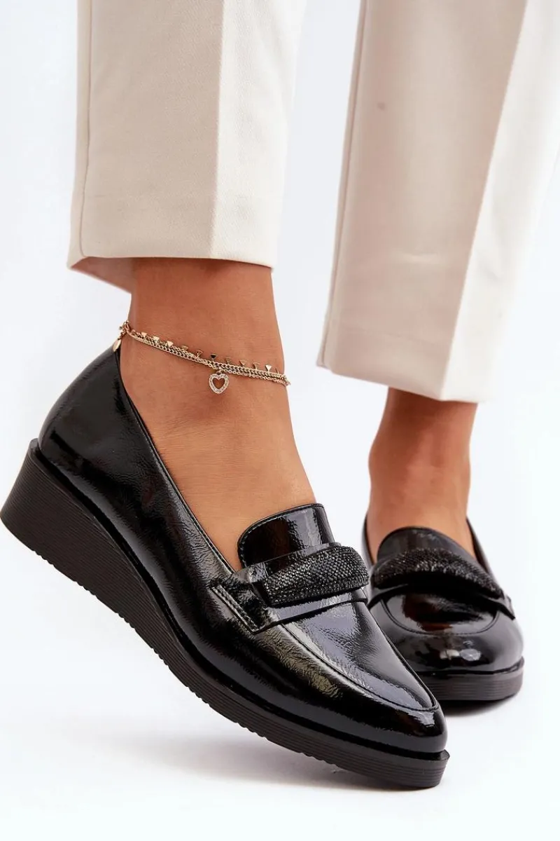 Półbuty Lakierowane|Mokasyny Damskie Lakierowane>Buty damskie Vinceza Damskie Lakierowane Półbuty Loafery Czarne Polike