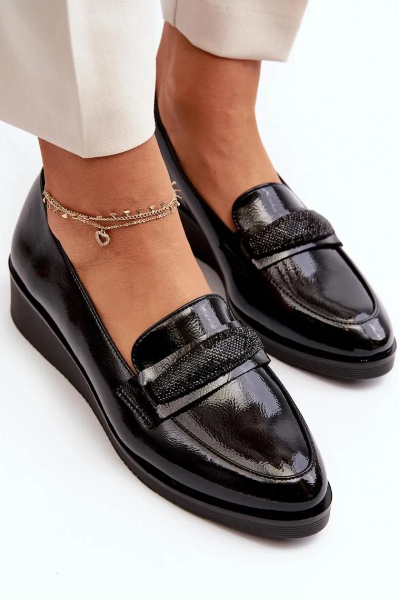 Półbuty Lakierowane|Mokasyny Damskie Lakierowane>Buty damskie Vinceza Damskie Lakierowane Półbuty Loafery Czarne Polike