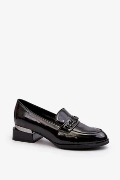 Outlet Buty damskie Vinceza Damskie Lakierowane Półbuty Na Niskim Obcasie Czarne Albreide