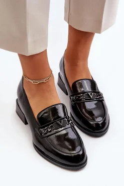 Outlet Buty damskie Vinceza Damskie Lakierowane Półbuty Na Niskim Obcasie Czarne Albreide