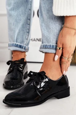 Best Damskie Lakierowane Półbuty 2044 Czarne Damskie Półbuty Lakierowane|Półbuty Skórzane