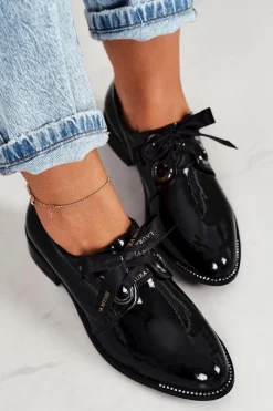 Best Damskie Lakierowane Półbuty 2044 Czarne Damskie Półbuty Lakierowane|Półbuty Skórzane