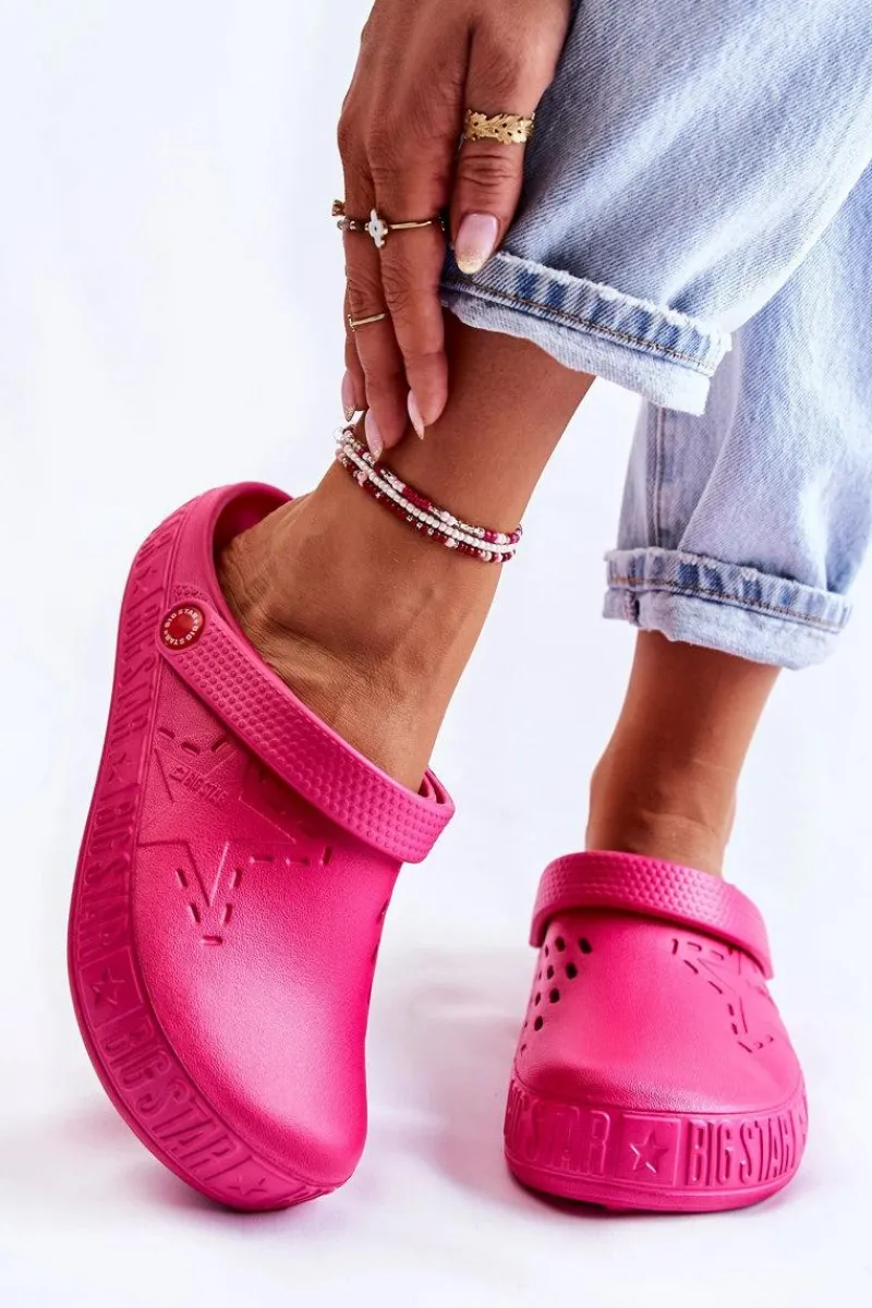 Best Big Star Shoes Damskie Lekkie Klapki Big Star II275007 Fuksja Różowy