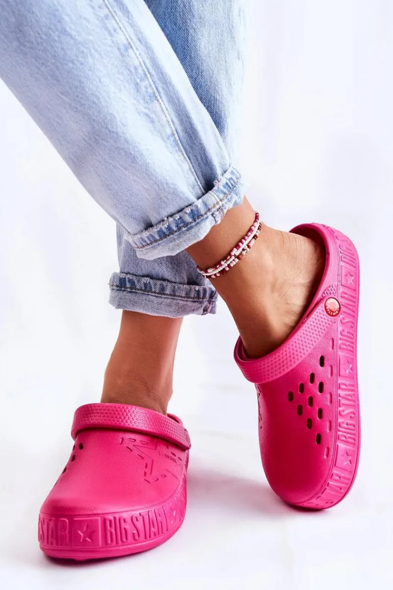 Best Big Star Shoes Damskie Lekkie Klapki Big Star II275007 Fuksja Różowy