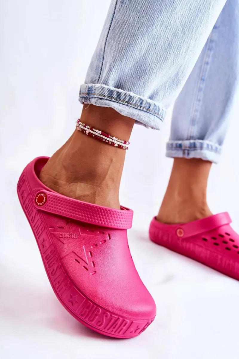 Best Big Star Shoes Damskie Lekkie Klapki Big Star II275007 Fuksja Różowy