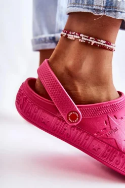 Best Big Star Shoes Damskie Lekkie Klapki Big Star II275007 Fuksja Różowy