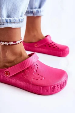 Best Big Star Shoes Damskie Lekkie Klapki Big Star II275007 Fuksja Różowy