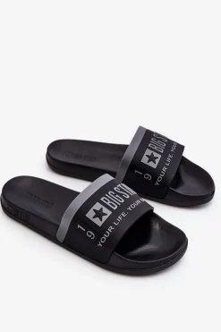 Klapki Sportowe|Klapki Damskie Big Star></noscript>Big Star Shoes Damskie Lekkie Klapki Big Star LL274732 Czarne Czarny