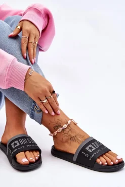 Klapki Sportowe|Klapki Damskie Big Star></noscript>Big Star Shoes Damskie Lekkie Klapki Big Star LL274732 Czarne Czarny