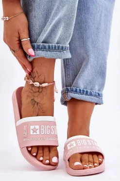 Discount Damskie Lekkie Klapki Big Star LL274730 Jasnoróżowe Damskie Klapki Sportowe|Klapki Damskie Big Star