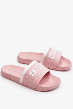 Discount Damskie Lekkie Klapki Big Star LL274730 Jasnoróżowe Damskie Klapki Sportowe|Klapki Damskie Big Star