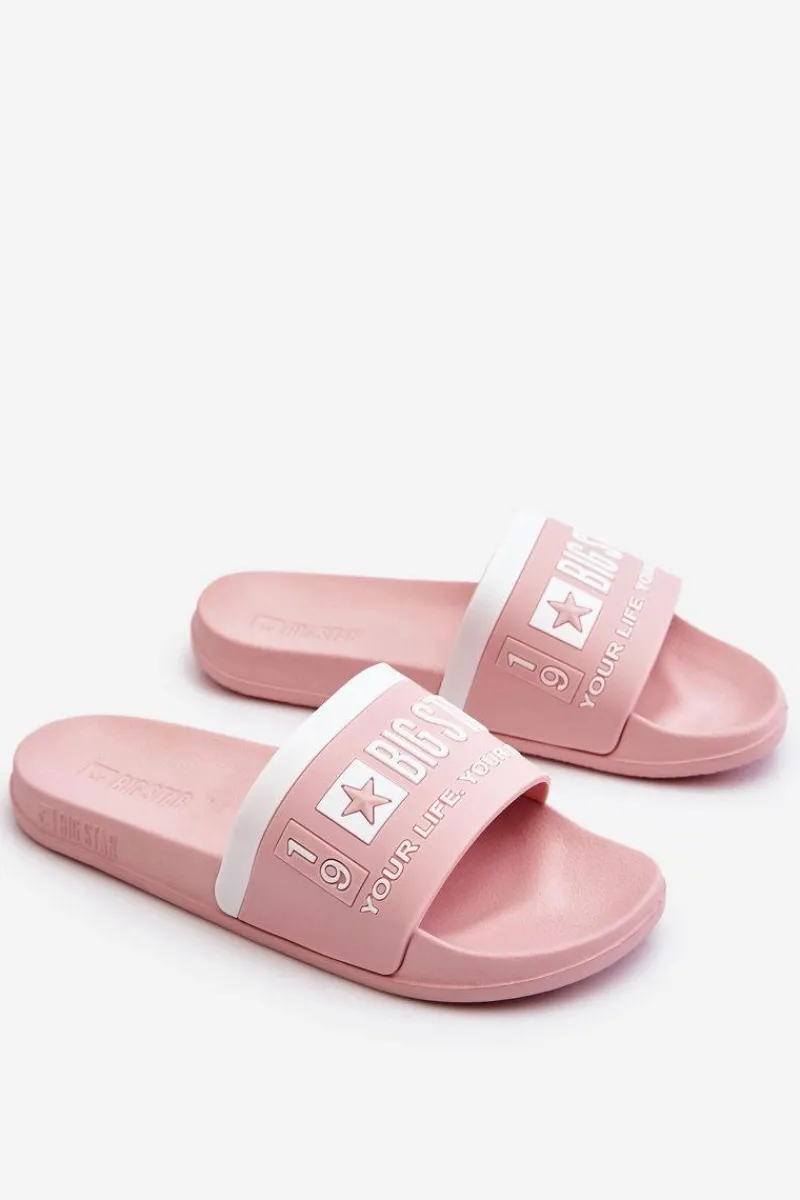 Discount Damskie Lekkie Klapki Big Star LL274730 Jasnoróżowe Damskie Klapki Sportowe|Klapki Damskie Big Star