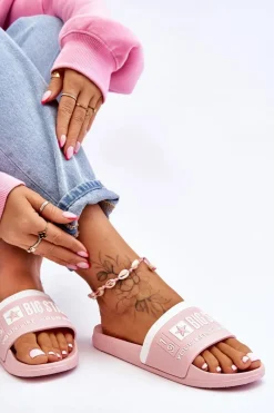 Discount Damskie Lekkie Klapki Big Star LL274730 Jasnoróżowe Damskie Klapki Sportowe|Klapki Damskie Big Star