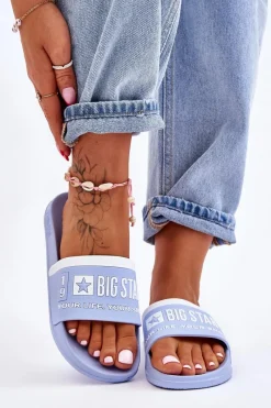 Klapki Sportowe|Klapki Damskie Big Star>Big Star Shoes Damskie Lekkie Klapki Big Star LL274734 Jasnoniebieskie