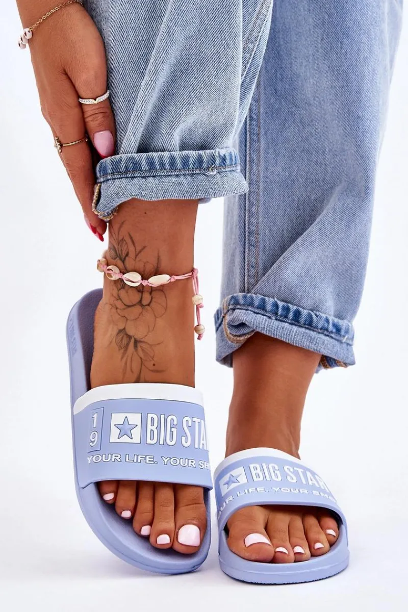 Klapki Sportowe|Klapki Damskie Big Star>Big Star Shoes Damskie Lekkie Klapki Big Star LL274734 Jasnoniebieskie
