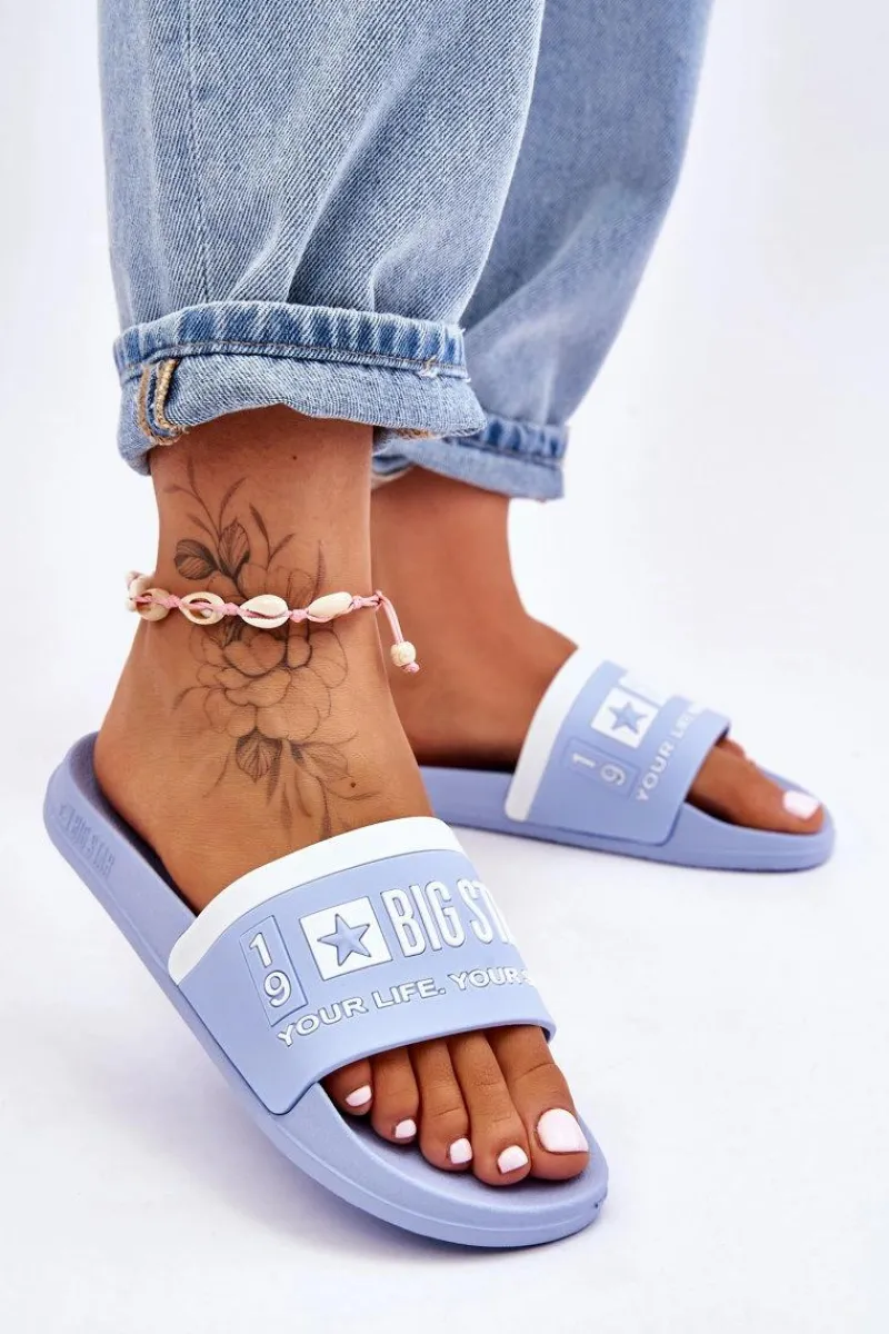 Klapki Sportowe|Klapki Damskie Big Star>Big Star Shoes Damskie Lekkie Klapki Big Star LL274734 Jasnoniebieskie