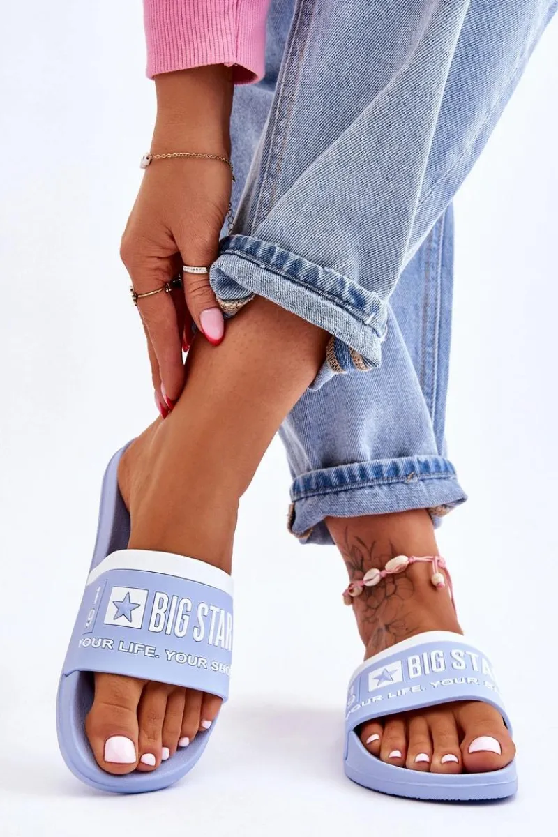 Klapki Sportowe|Klapki Damskie Big Star>Big Star Shoes Damskie Lekkie Klapki Big Star LL274734 Jasnoniebieskie