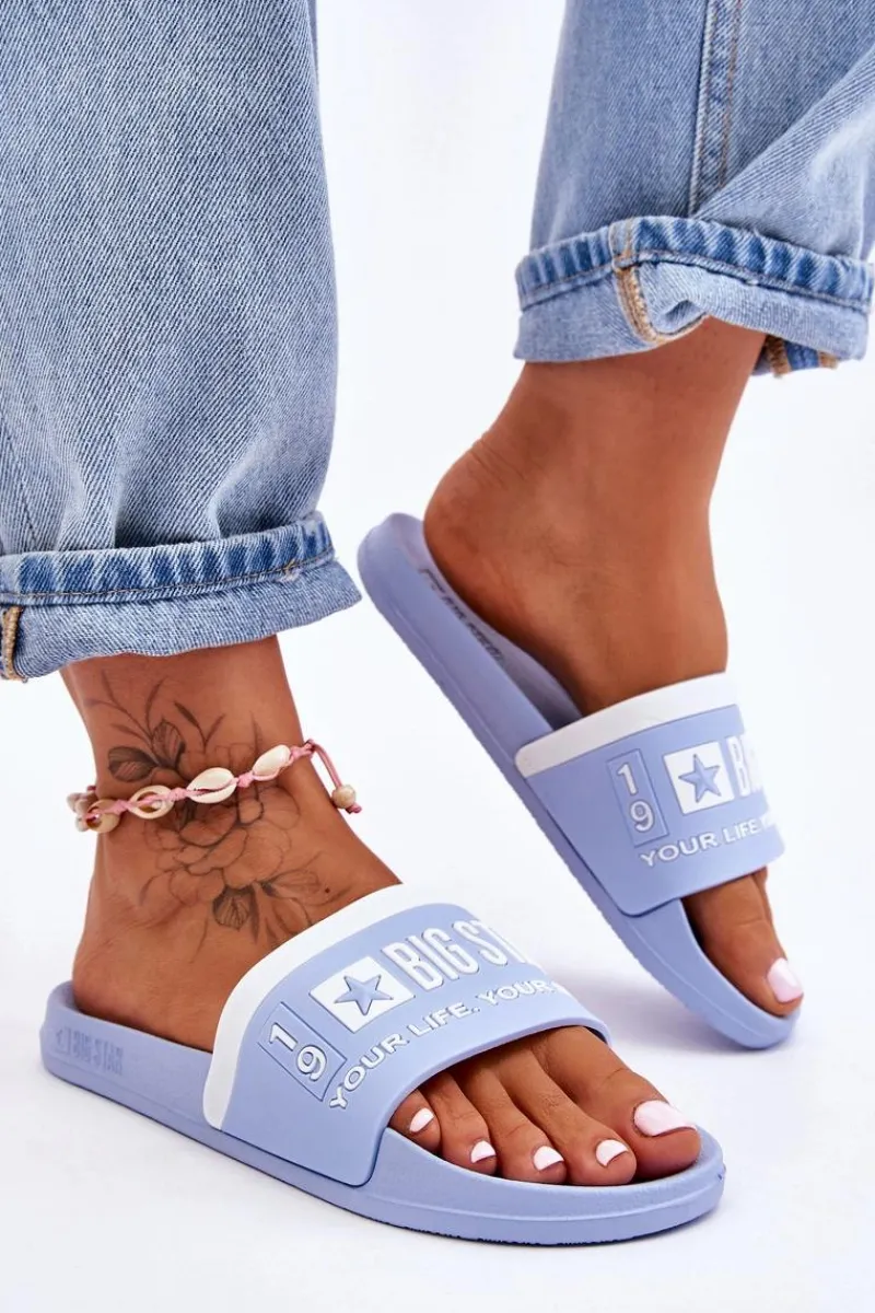 Klapki Sportowe|Klapki Damskie Big Star>Big Star Shoes Damskie Lekkie Klapki Big Star LL274734 Jasnoniebieskie