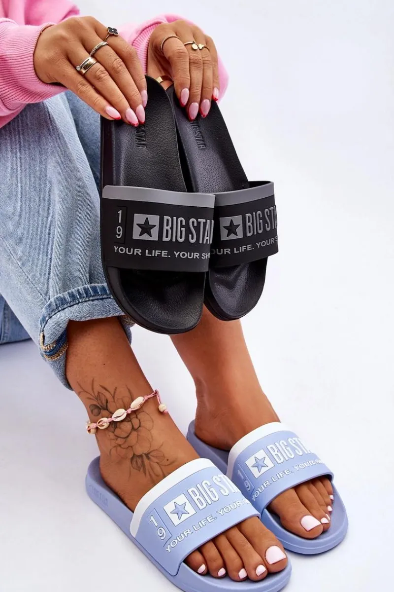 Klapki Sportowe|Klapki Damskie Big Star>Big Star Shoes Damskie Lekkie Klapki Big Star LL274734 Jasnoniebieskie