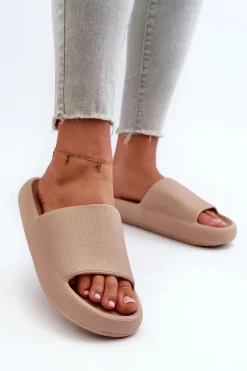 Klapki Basenowe|Klapki Na Platformie>Boto Damskie Lekkie Piankowe Klapki Na Grubej Podeszwie Ciemnobeżowe Querceria