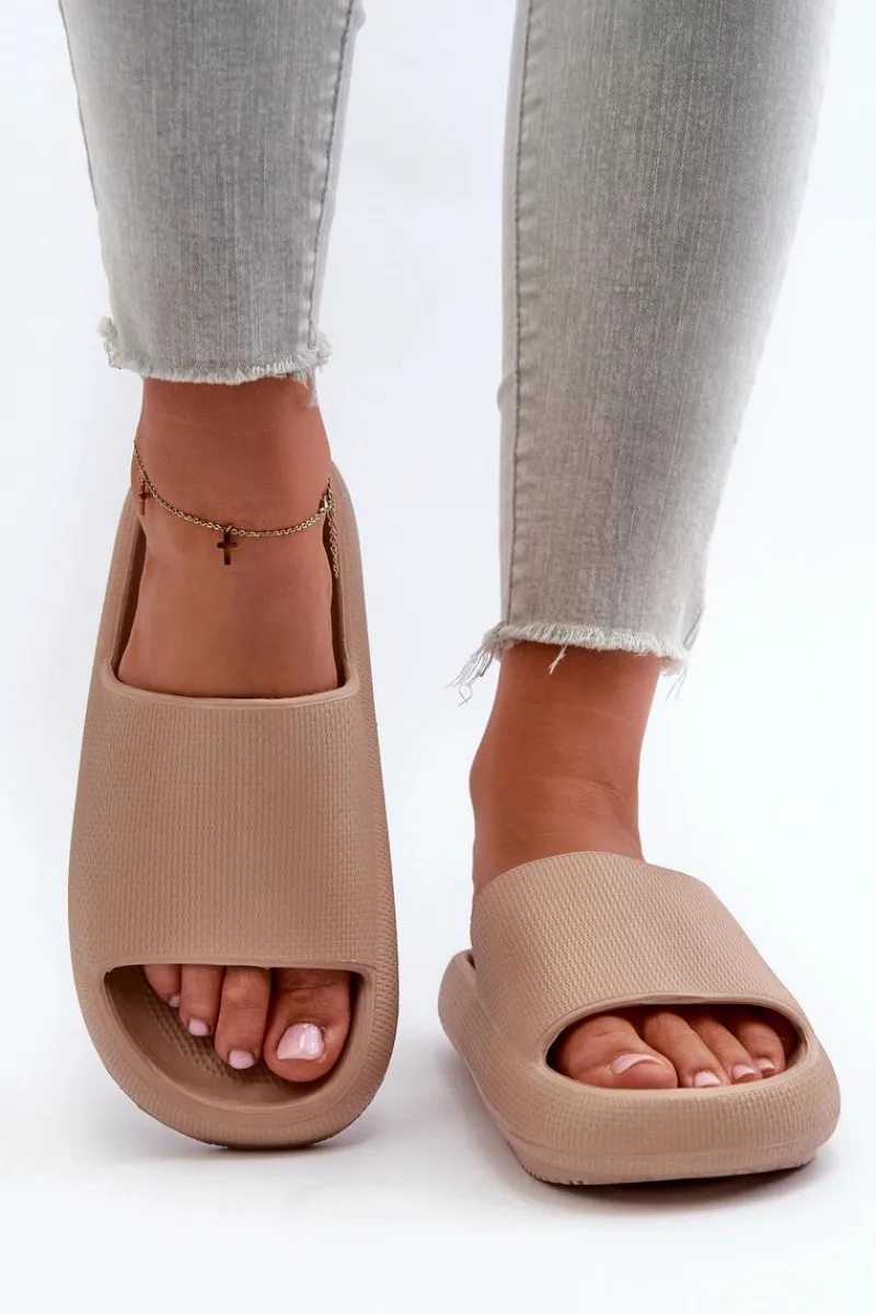 Klapki Basenowe|Klapki Na Platformie>Boto Damskie Lekkie Piankowe Klapki Na Grubej Podeszwie Ciemnobeżowe Querceria