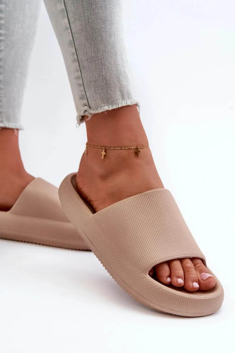 Klapki Basenowe|Klapki Na Platformie>Boto Damskie Lekkie Piankowe Klapki Na Grubej Podeszwie Ciemnobeżowe Querceria