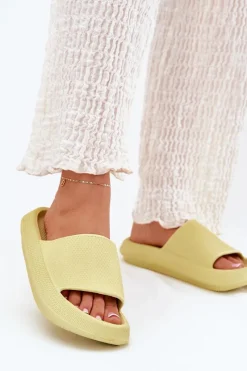 Klapki Basenowe|Klapki Na Platformie>Boto Damskie Lekkie Piankowe Klapki Na Grubej Podeszwie Limonkowe Querceria Zielony