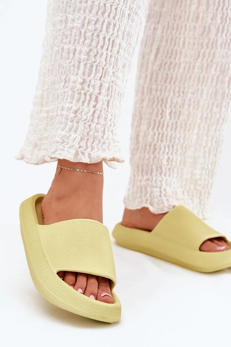 Klapki Basenowe|Klapki Na Platformie>Boto Damskie Lekkie Piankowe Klapki Na Grubej Podeszwie Limonkowe Querceria Zielony