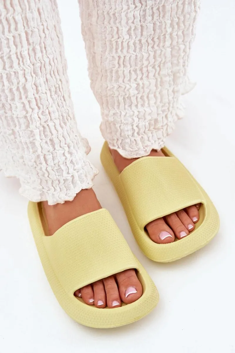 Klapki Basenowe|Klapki Na Platformie>Boto Damskie Lekkie Piankowe Klapki Na Grubej Podeszwie Limonkowe Querceria Zielony