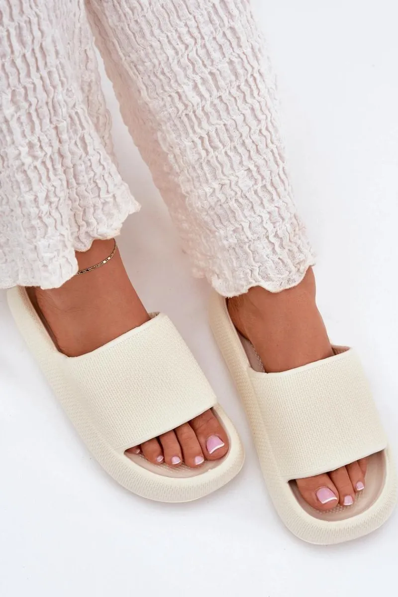 Klapki Basenowe|Klapki Na Platformie>Boto Damskie Lekkie Piankowe Klapki Na Grubej Podeszwie Ecru Querceria