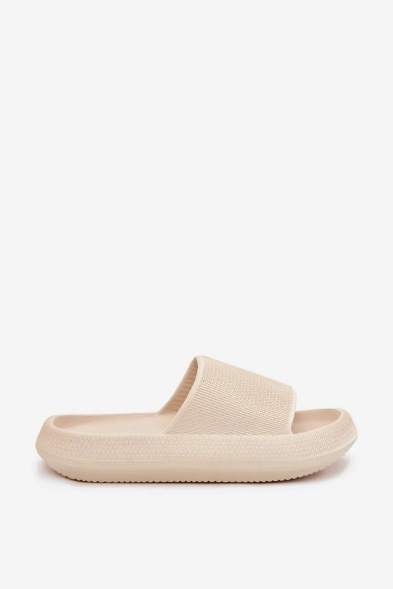 Sale Boto Damskie Lekkie Piankowe Klapki Na Grubej Podeszwie Beżowe Querceria