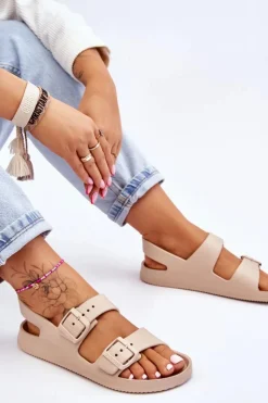 Online Damskie Lekkie Sandały Big Star LL274746 Beżowe Damskie Sandały Big Star|Sandały Płaskie