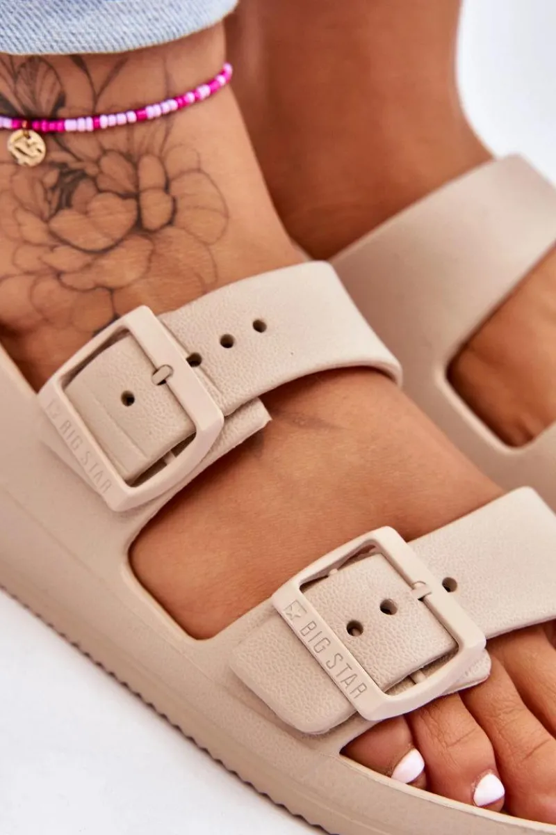 Online Damskie Lekkie Sandały Big Star LL274746 Beżowe Damskie Sandały Big Star|Sandały Płaskie