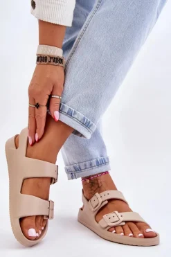 Online Damskie Lekkie Sandały Big Star LL274746 Beżowe Damskie Sandały Big Star|Sandały Płaskie