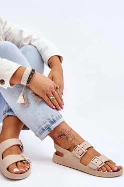 Online Damskie Lekkie Sandały Big Star LL274746 Beżowe Damskie Sandały Big Star|Sandały Płaskie