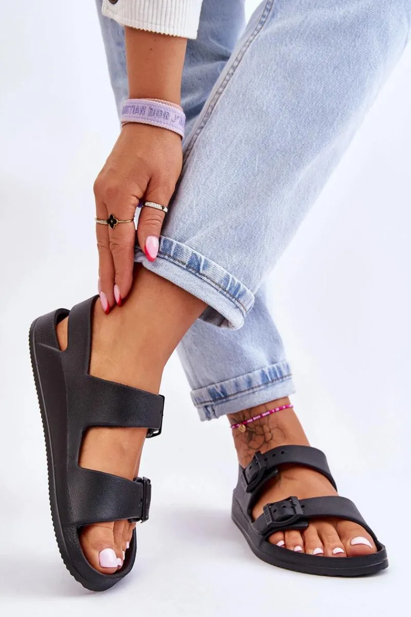 New Big Star Shoes Damskie Lekkie Sandały Big Star LL274745 Czarne Czarny