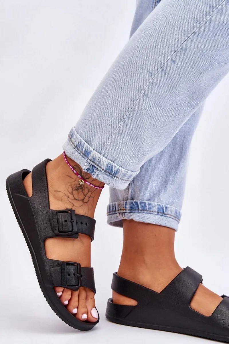 New Big Star Shoes Damskie Lekkie Sandały Big Star LL274745 Czarne Czarny