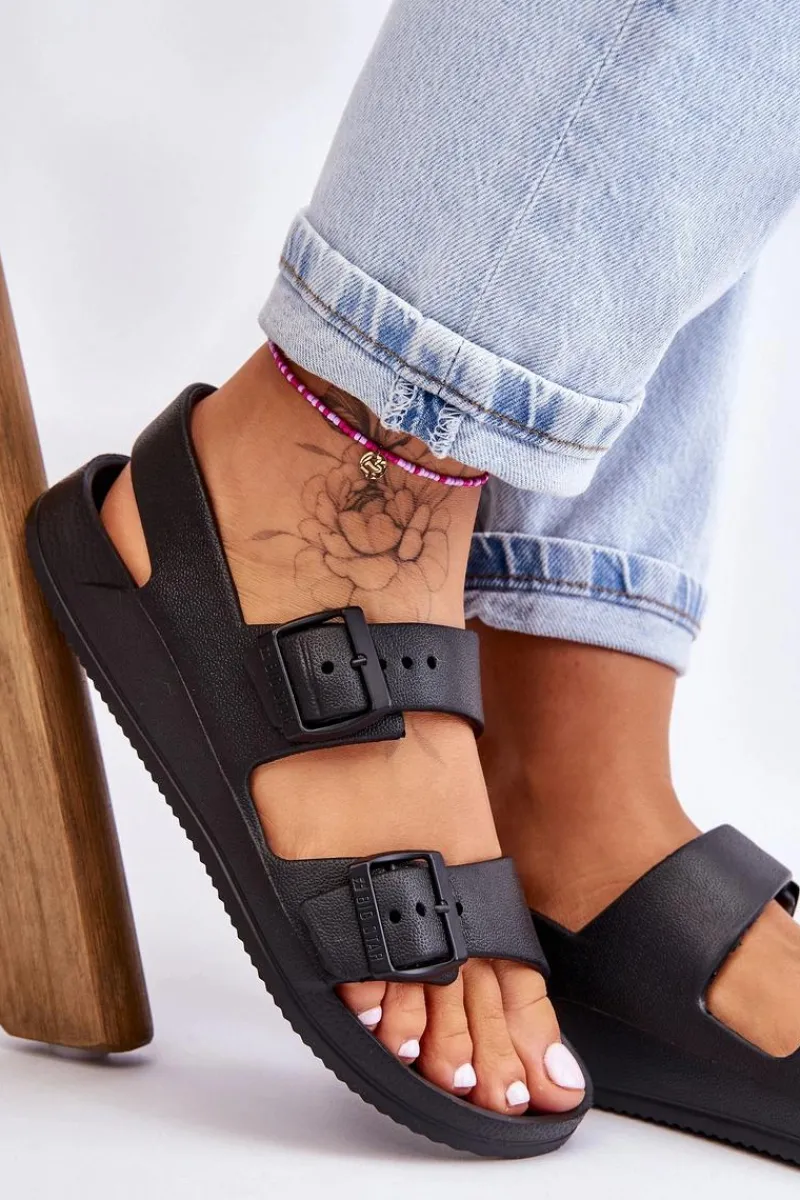 New Big Star Shoes Damskie Lekkie Sandały Big Star LL274745 Czarne Czarny